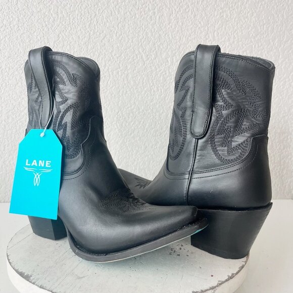 Lane SMOKESHOW Womens Cowboy Bootie 9.5 Black Western Cowgirl Short Ankle Boots - Picture 1 of 11